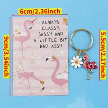 1 件/2 件/3 件/5 件/6 件/12 件“你真棒”贺卡，优雅的水钻火烈鸟钥匙扣，生日、派对、周年纪念、毕业典礼、节日和婚礼的贴心礼物，附赠励志卡片，适合家人和朋友聚会，创意设计，迷人的插图，火烈鸟礼物万圣节配饰教师节包配件挂绳带身份证夹汽车配件包饰