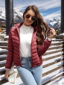 Risissida Women's Autumn Minimalist Hooded Cape Jacket - No Zipper Design, Practical Pockets - Burgundy - View 2