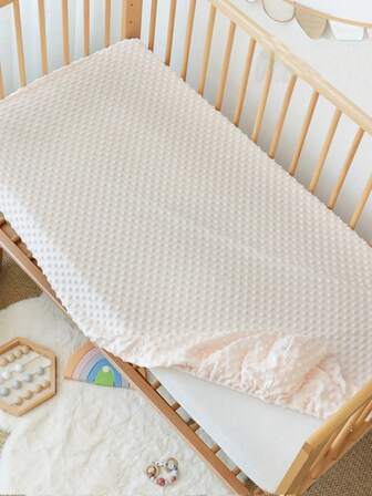 1pc Baby Crib Plush Warm Mattress Pad (47.24*25.6)Inch, Breathable And Gentle On Skin, Solid Color Style Bedsheet, Baby Warm Fitted Sheet, Machine Washable