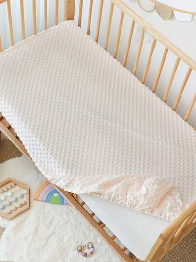 1pc Baby Crib Plush Warm Mattress Pad (47.24*25.6)Inch, Breathable And Gentle On Skin, Solid Color Style Bedsheet, Baby Warm Fitted Sheet, Machine Washable