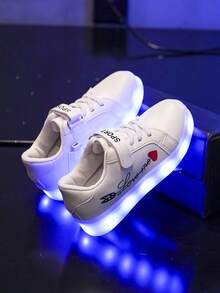 Rechargeable 7-Color Glowing Shoes For Kids Boys Girls, Light Up Casual Sneakers With Luminous Soles For Toddlers & Big Kids - White - View 5