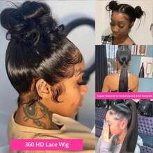 bling hair 360 Full Lace Wigs Straight Human Hair Wigs 360 Lace Frontal 30 32 Inch Transparent Lace Front Wigs Human Hair 180 Density Brazilian Human Hair Wigs Pre Plucked For Women 13x4 13x6 Straight Lace Frontal Human Hair Wigs 6x4 7x5 Glueless Human Hair Wigs Wear And Go 9x6 Lace Closure Wigs HumanHair - Natural Black - 查看 9