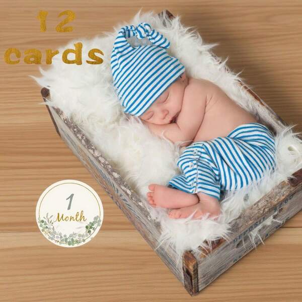 Pegatinas y tarjetas mensuales de hitos del crecimiento del bebé, accesorios de fotografía para recién nacidos y bebés