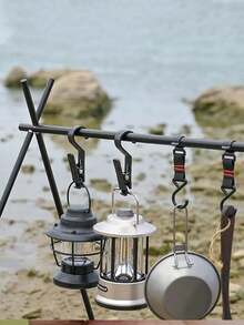 2/4/6-Pack Outdoor Tent Mini Clip, Press-Type Non-Slip Fixing Clamp With Windproof Rope, Awning Alligator Clips, Light Hooks, Portable Multi-Functional Tent Awning Anti-Slip Clips, Skylight Anti-Slip Clips, Suitable For Camping, Hiking, Adventure And Other Activities, Used For Food Bags, Camping Lanterns And So On Camping Stuff - Multicolor - View 2