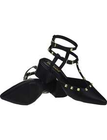 Women's Pumps Block Heel Shekinah Strap Studs Spike Carnation Fashion Simple Casual PVC Shiny Studded Party 2025 - 查看 7