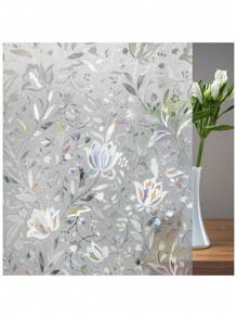 1 Roll Window Privacy Film, Decorative Stained Glass Window Film, Heat Blocking Window Clings, Renter-Friendly Static Cling Frosted Window Sticker Covering For Home, Rainbow Tulip - Multicolor - View 9