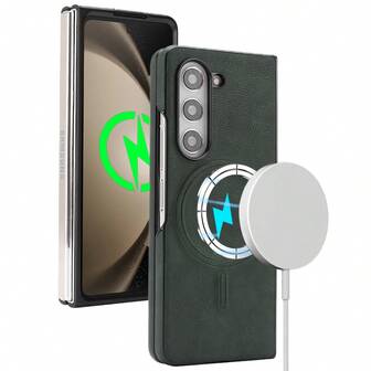 1pc Luxury Vintage Leather Folding Magnetic Phone Case, Made Of Premium PU Leather With Durable And Stain-Resistant Surface, Strongest Magnetic Compatibility For Wireless Charging And Car Mount, Suitable For Samsung Galaxy Z Fold7