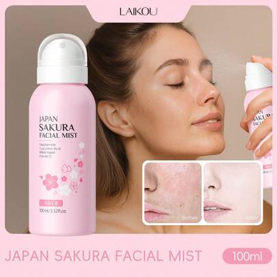 LAIKOU 1 Chai Xịt Dưỡng Da Mặt Leikou Sakura Hyaluronic Acid Nhật Bản, 100ml, Nước Cân Bằng Dưỡng Da, Thu Nhỏ Lỗ Chân Lông, Chăm Sóc Da Cao Cấp Như Spa, Lý Tưởng Cho Du Lịch, Cắm Trại, Leo Núi, Hoạt Động Ngoài Trời, Và Là Quà Tặng Chăm Sóc Da Hoặc Trang Điểm Tự Chăm Sóc/SPA