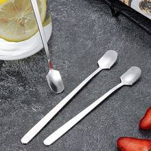 6-12件/套不锈钢咖啡勺，坚固的搅拌勺，冰淇淋勺，长柄，方头勺，时尚长柄勺，调味小勺，咖啡勺，燕窝蜂蜜勺，礼品勺 - 銀色 - 查看 7