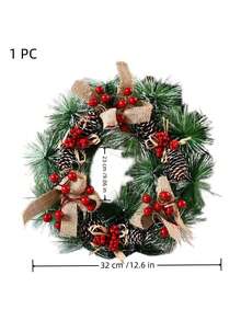 1pc Christmas Pine-Needle Wreath For Front Door Snowflake Snow Ball Pinecone Berry Clusters Ornaments Wreath For Winter Holiday Christmas Party Decorations Home Decor Christmas Decorations Room Decor Christmas Decorations Home Christmas Gifts Christmas Decor - Multicolor - View 6