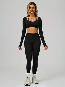 MASKERT Women's Yoga, Fitness, Casual, Sports Pants, Flare Pants, High Waist Running, Quick Dry, Butt Lifting, Yoga Pants, High Elasticity, Skin-Friendly Leggings - Black - View 5