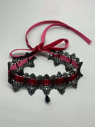 1pc Lace Choker Necklace, Ascetic Style Accessory, Suitable For Halloween