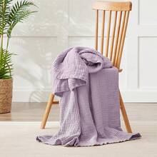 Large 50 X 70% Cotton Muslin 6-Layer Breathable Lightweight Throw Blanket Bed And Couch, Soft Quilt Bedspread, All-Season Gauze Blanket Adults, Lavender - 02 - 薰衣草 - 查看 2
