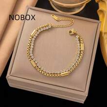 1 pieza Pulsera de mujer de acero inoxidable con diseño geométrico, pulsera minimalista de estilo vintage para uso casual, adecuada para el Día de Acción de Gracias, Navidad, uso diario, fiestas y vacaciones, opción de regalo (Solo empaque para fotografía) - amarillo dorado - Ver 1