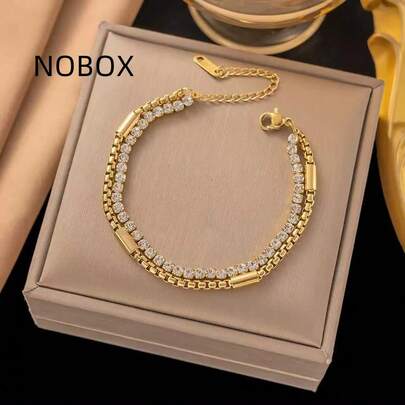 1 件不锈钢几何设计女士手链，简约复古时尚休闲腕带，适合感恩节、圣诞节、日常通勤、派对和节日穿着，礼物之选（仅拍摄包装）