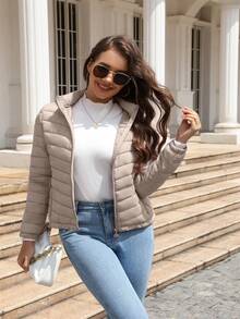 Risissida Women's Autumn Minimalist Hooded Cape Jacket - No Zipper Design, Practical Pockets - Dusty Pink - View 2