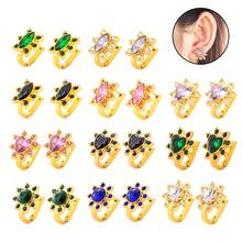 Pendientes de aro pequeños dorados para mujer, pendientes chapados en oro de 18K con circonita cúbica, pendientes de presión hipoalergénicos con diseño de corazón, pico y ojo malvado, pendientes delicados, regalo de joyería