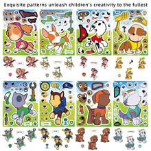 8 piezas Rompecabezas de pegatinas de dibujos animados de Paw Patrol, Rompecabezas de caras DIY, Pegatinas de dibujos animados divertidas, Regalo para fiesta de cumpleaños - Multicolor - Ver 4