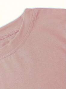 Women's Easter Bunny Pattern T-Shirt, 100% Polyester Knit Fabric, Spring/Summer Casual Round-Neck Short-Sleeve Top - Pink - View 3