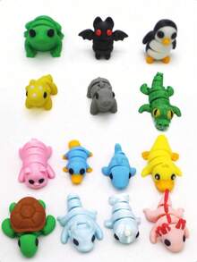 [Juguetes de animales coloridos] Juego de 5/10/15/20 piezas de mini juguetes de animales 3D impresos en colores | Perfecto para calendarios de adviento navideños, regalos de fiesta y regalos de Navidad, hechos de material PLA con botones móviles - Multicolor - Ver 12