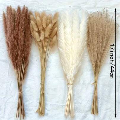35/65/130pcs Natural High-Quality Reed Grass Decor - Dried Rattan Flowers, Suitable For Home, Wedding, Event And Holiday Decoration (Christmas, Halloween, Easter, Thanksgiving)
