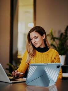 Transparent Acrylic Case Compatible With IPad Air 11 13 M2 2025 M3 Support Multi Angles Folding Y-Shaped Stand Cover Compatible A16 11th 2024 Air 5 Air 4 10.9 9th 8th 7th 10.2 5th 6th 9.7 10th Gen 2021 Pro 11 12.9 Mini6 7with Pencil Holder, Auto Wake/Sleep-Ice Blue - White Ice Blue - View 9