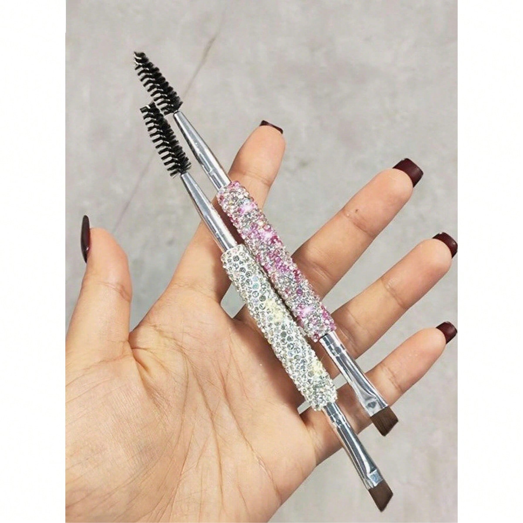 1pc Rhinestone Decorated, Elegant Portable Makeup Brush Set, Includes Eyebrow Brush, Powder Brush, Blush Brush, Lash Comb, Eyebrow Brush, Large Eyeshadow Brush, Spiral Eyebrow Comb, Ultra-Fine Eyeliner Brush, Multi-Function Lash Brush, Suitable For Eyebrow Tinting, Matte Gel Soft Makeup Tools, Curling Brush, Great Gift For New Year, Christmas, Girlfriend, Mother, Family, Classmates, High-Value Design,Giveaways