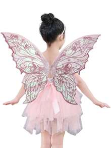1 chiếc áo choàng hai lớp ren kiểu dáng tối màu mới, trang phục Halloween, màu đen thời trang - cánh bướm - Xem 4