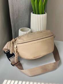 Fashionable Nylon Crossbody Bag, Solid Color Shoulder Bag, Women's Casual Sports Crossbody Bag