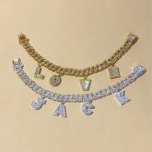 Personalized Dog Necklace, Custom Dog Collar With Letter Pendant Tag - 13mm Rhinestone Dog Chain, Double Lock Design Collar, Suitable For Bulldog And Large Dogs - Multicolor - View 9