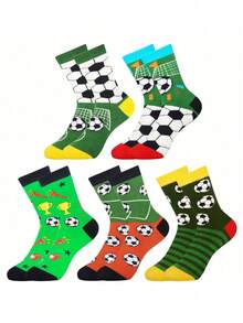 5 Pairs Crazy Novelty And Fun Children's Football Socks Children's Football Socks Children's Day Gifts For Girls And Boys Gifts For Football Lovers Suitable For Boys And Girls To Wear In All Seasons Boys And Girls Novelty Mid-Tube Socks - Multicolor - View 12