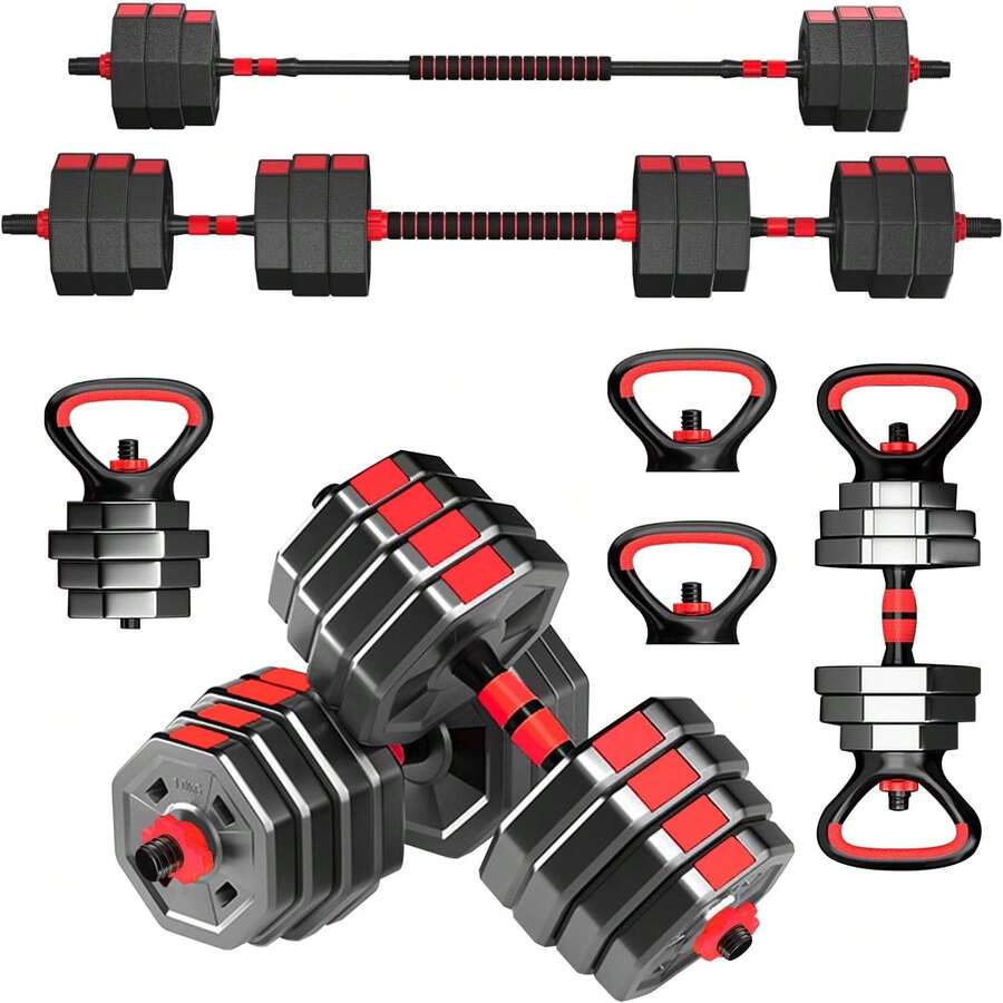 ANNA TOSANI Kit Mancuernas 3 en 1 Multiuso, Múltiples Opciones 15/20/30/40Kg, para Entrenamiento de Ejercicio en el Gimnasio en Casa, Ejercicio de el Cuerpo, Agarra antideslizante WKXC - 20 kg - Ver 1