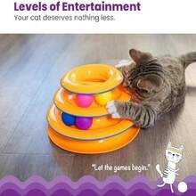 3-Level Cat Track Toy With 6 Balls, Interactive Indoor Toy For Cats, Orange Tower Of Tracks One-Size - mặc định - Xem 2