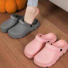 Comfortable Non-Slip Durable Deodorant Kitchen Shoes Monochrome Waterproof Oil-Proof Chef Shoes Indoor Casual Soft-Soled Slippers With Headgear Male And Female Alphabet Function Shoes Couple Beach Bag Head Sandals Black Gray Pink - Black - View 10