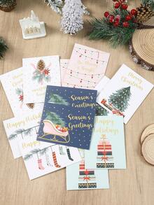 24 Piezas Juego de Tarjetas de Felicitación Navideñas Pequeñas, Incluyendo 12 Tarjetas de Nota y 12 Sobres, Tarjeta de Feliz Navidad con Diseños de Regalo, Árbol de Navidad, Piña, Calcetín Navideño y Trineo, Favores para Fiesta de Navidad, Regalos de Navidad, Suministros para Fiesta de Navidad, Decoraciones Navideñas para el Hogar, Decoraciones de Año Nuevo, Decoraciones de Invierno, Regalos de Navidad Ideales para Amigos y Familia - Multicolor - Ver 2