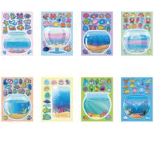 8/16pcs Colorful Aquarium Puzzle Stickers, Cute Fish & Crab Stickers For DIY Decoration, Party Favor, Birthday Gift, Holiday Stickers