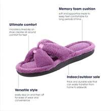 Isotoner Women's Signature X-Slide Slipper, Satin Trim With Memory Foam2025 - Tia cực tím - Xem 5
