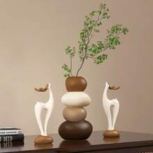 1pc Vase, 1 Pair Deer Resin Sculpture Set, Geometric Vase Theme Decor, Vase Cannot Hold Water, Only For Decorative Artificial Flowers. Suitable For Various Room Types, Fit For Christmas, Thanksgiving, New Year And General Holiday Decoration, No Power Required Home Decor Room Decor Flower Vase Glass Vase - Fortune Vase (without Flower Arrangement) - View 8