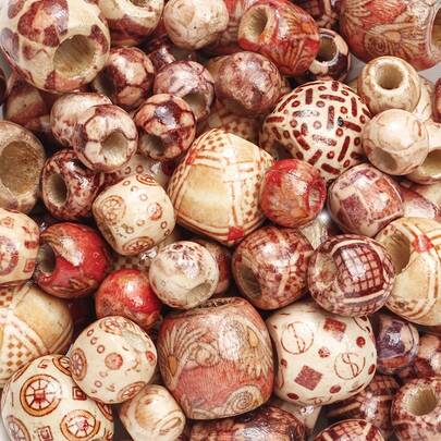 30/50/100pcs Assorted Painted Wooden Beads, 10/12/16mm Round Loose Wood Beads For DIY Jewelry, Hair Braids, Rosary, Bracelet, Necklace, Mobile Phone Chain Crafting