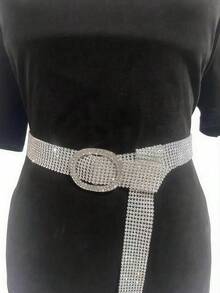 Damen Mode Strass verzierter dünner Taillengürtel, 9 Reihen voll mit Kristallen besetzter weicher Taillengürtel, stilvoller Metallhüftgürtel, vielseitig einsetzbar für Vintage-Röcke, Kleider