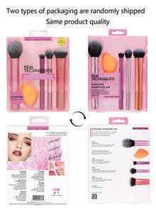 Real Techniques 6 Piece Everyday Essentials Makeup Brush Set, Includes 4 Brushes & Makeup Sponge&Miracle 2-In-1 Powder Puff Dual-Sided, For Foundation, Blush, Bronzer, Contour, Eyeshadow, & Powder, Travel Gift Set,Brush Set,Makeup Brush Kit,Make Up Brush Set,Make Up Set Complete,Makeup Brush Set,Complete Makeup Kit,Brush Kit,Brushes Makeup Set,Makeup Gift Set,Set,Giveaways,Professional Makeup Brushes,Complete Makeup Set - Hot Pink - View 10