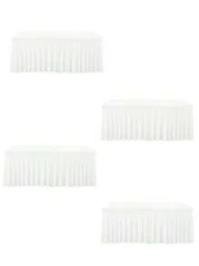 1 pieza Mantel de mesa de tela de espándex blanco, resistente a las arrugas y lavable, se ajusta a mesas de comedor rectangulares, funda elástica para mesa de patio, adecuada para bodas, banquetes, fiestas, estilo Ins de lujo, mantel elástico blanco para hotel, banquete, cumpleaños, conferencia