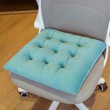 1pc 100% Polyester Thick Crystal Velvet Seat Cushion, With Ties, Suitable For Computer Office, Driving And People Who Need To Sit For A Long Time