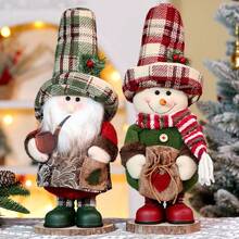 Neue Weihnachts-Teleskop-Puppen-Ornamente, Weihnachtsgeschenk, vintage karierter alter Mann Schneemann stehende Puppen-Ornamente - Verschiedenfarbig - Übersicht 3