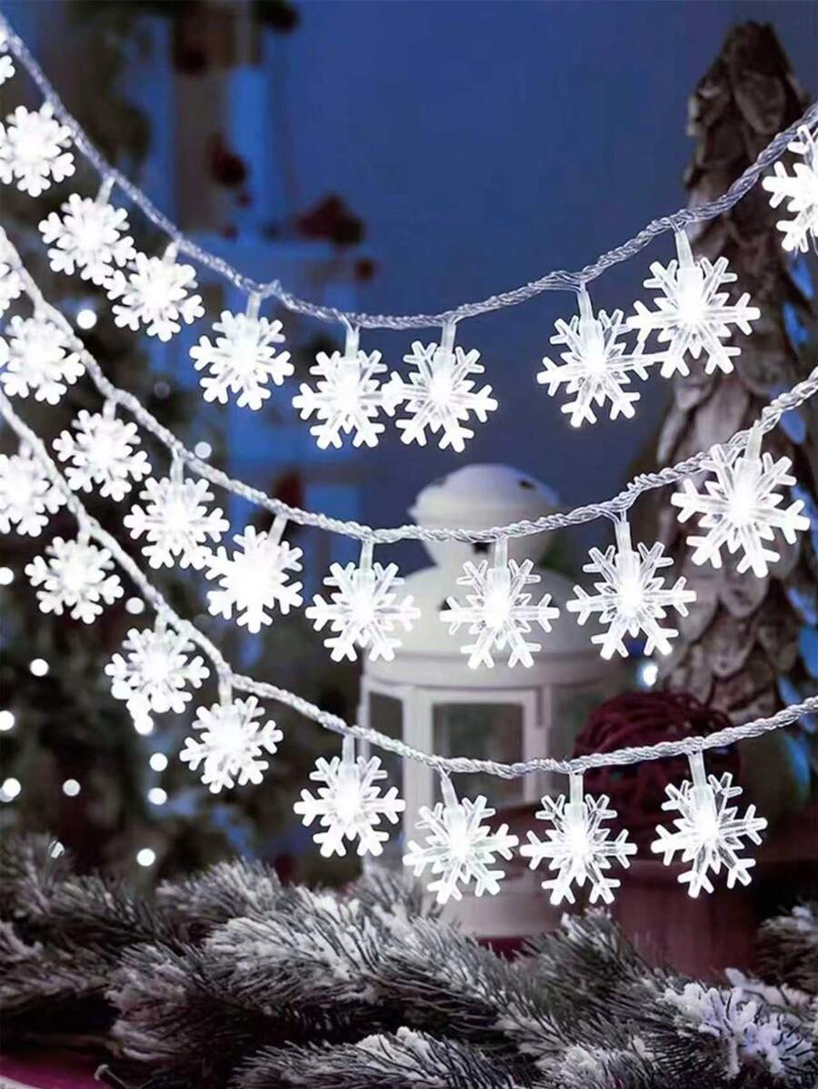 1pc 10/20/30 LED 2/3/4.5M Christmas Snowflake Fairy String Lights, Winter Decor, Holiday Gift, Suitable For Room, Garden, Festival Atmosphere, Colorful Lights