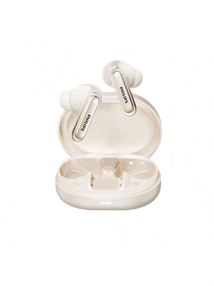 PHILIPS سماعات أذن TAT2120 لاسلكية حقيقية بتقنية بلوتوث مع خاصية إلغاء الضوضاء النشطة، سماعة أذن داخلية للموسيقى والمكالمات، صوت عالي الجودة، مقاومة للماء والعرق IPX5، عمر بطارية طويل، زمن انتقال منخفض للألعاب، لون أبيض