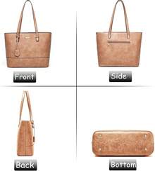 YNIQUE Juego de 5 piezas de bolsos de mano para mujer, bandoleras con empalme de colores contrastantes, diseño informal para escuela y trabajo - 1-4 Rosa y Albaricoque - Ver 6