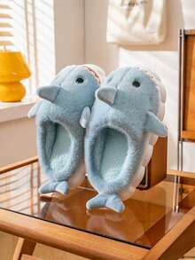 Pantuflas para adolescentes, pantuflas de espuma de moda casual, pantuflas deslizantes suaves y cómodas con nuevo diseño de tiburón para adolescentes, otoño/invierno - Celeste - Ver 3
