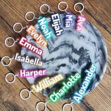 1 PC Customizable Personalized Name Keychain, Backpack Bottle Bag Tag, Lunch Box Label, Acrylic Custom Keychain, Vintage Tag, Durable, Versatile, Suitable For Birthday Party, Paving Sports Team Anniversary Sign, Best Gift For Family, Friends, Gift Box Display,Durable,Colorful,Cute,Adorable,Funny,Kawaii,Y2K,Stylish,Unisex,Casual,Custom,Personalized,Unique,Customized,Ideal Gifts For Him,Ideal Gifts For Her,Her,Boyfriend,Girlfriend,Family,Friends,Customized Keychains & Accessories - White Keychain + Hanging Ring - View 4