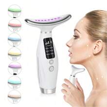 Neck And Face Massager, Portable Facial Massager With Seven-Color Display, Rechargeable And Vibration Function For Face, Neck And Decolletage Care - Fragrance-Free Women's Skincare Tool - Perfect Mother's Day Gift, 400mAh Neck Protector